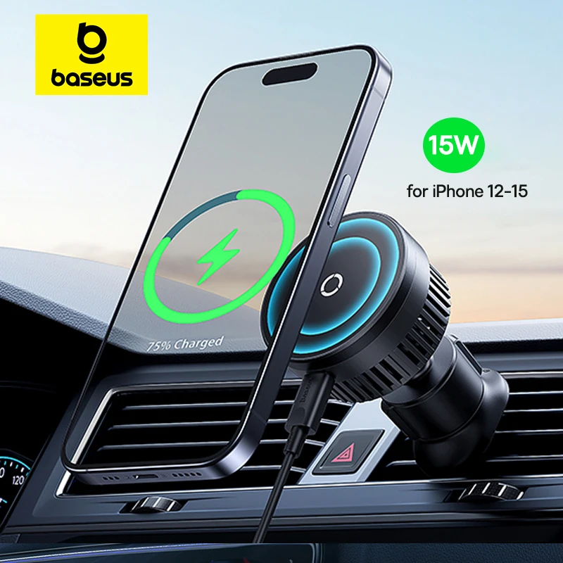 Baseus For iPhone 12-16 15W Magnetic Car Wireless Charger Phone Holder Fast Charging Air Vent Charger Holder for Huawei Samsung