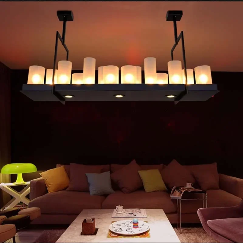 

American Rural retro chandelier living room dining room bar table Iron Candle Chandelier