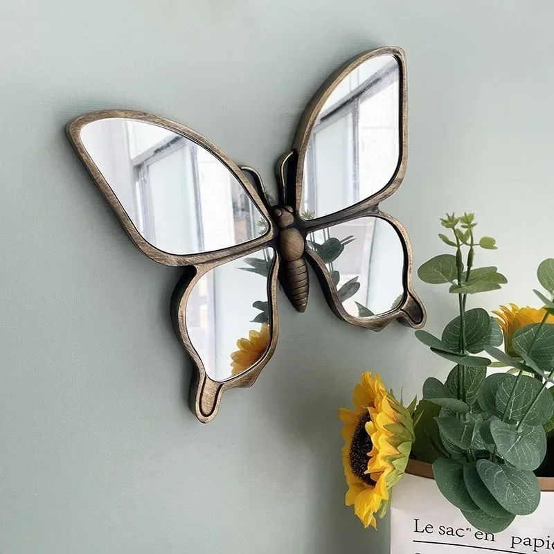 TQH7.3 Vintage Creative Mirror Dragonfly Mirror Wall Hanging Restaurant Background Wall Decorative Mirror Entryway