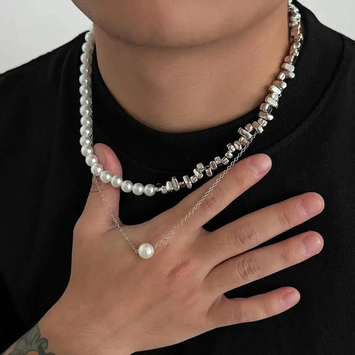 Lacteo الاتجاه الإبداعية تقليد اللؤلؤ قلادة المختنق قلادة فريدة من نوعها غير النظامية CCB مطرز قلادة حفلة مجوهرات يومية هدية 2026 #2