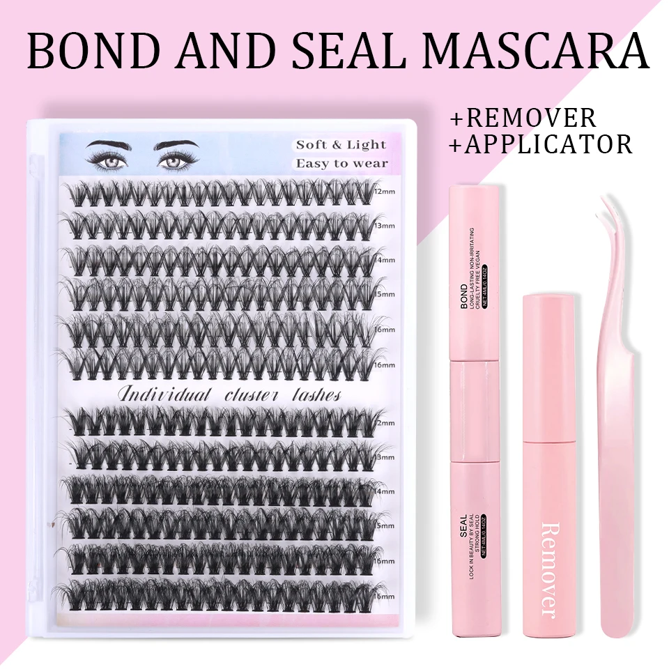 DIY-Make-up-Set, 120 Cluster, Lash Bond und Seal, Wimpernkleber-Entferner, Applikator, Wimperncluster, komplettes Set für Wimpernverlängerungen