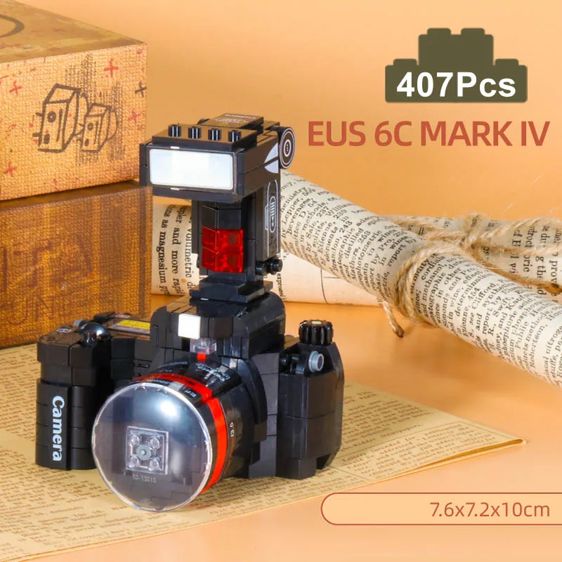 Creative Mini Retro Digital Camera Model Building Blocks Ideas Classic Polaroid Construction Bricks Education MOC Toys regalo per bambini