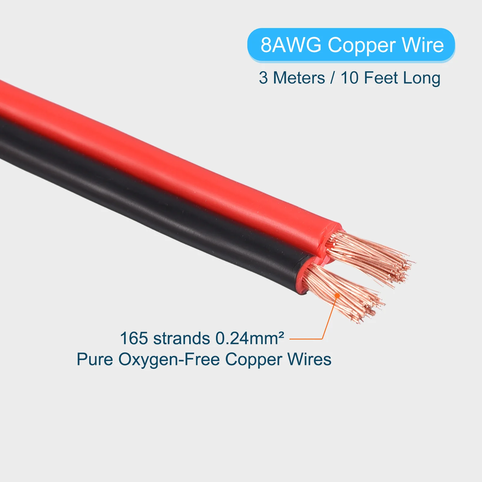 10-100ft Electrical Wire Cable 8AWG 10AWG 12AWG 2468 Electrical Wire PVC Cord Copper Red Black Cable for LED Strip Lamp Lighting