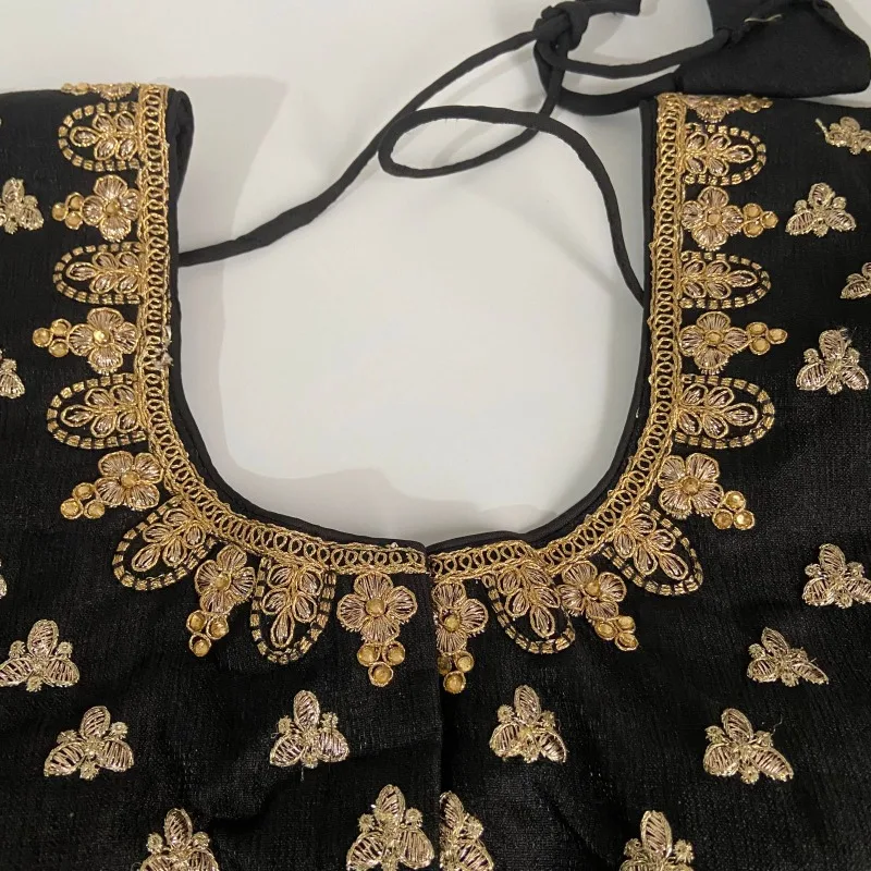 بلوزة ساري مصممة من Choli لحفلات الزفاف ملابس احتفالية بلوزة ساري جاهزة مع تطريز أسود أحمر أصفر غير قابلة للتمدد