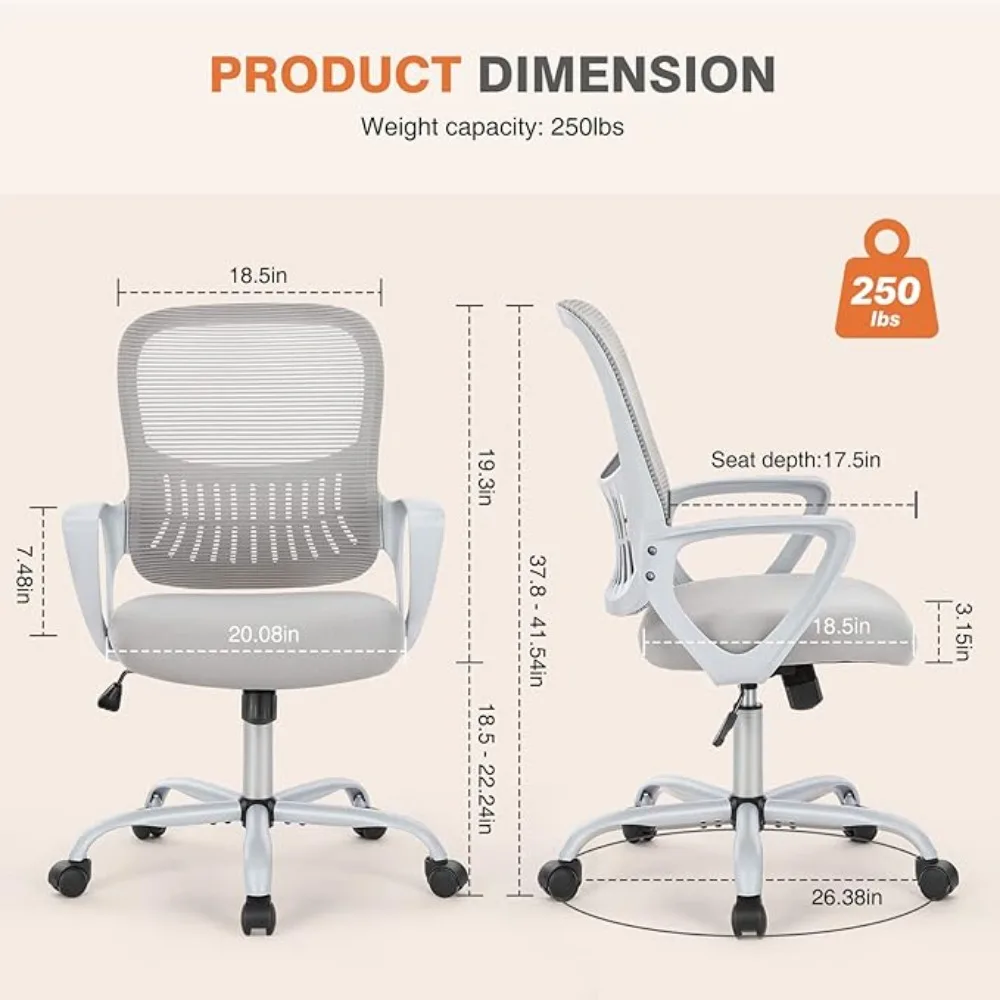 Office Computer Desk Managerial Executive Chair, Ergonomic Mid-Back Mesh Rolling Work Swivel Chairs Office Chairs