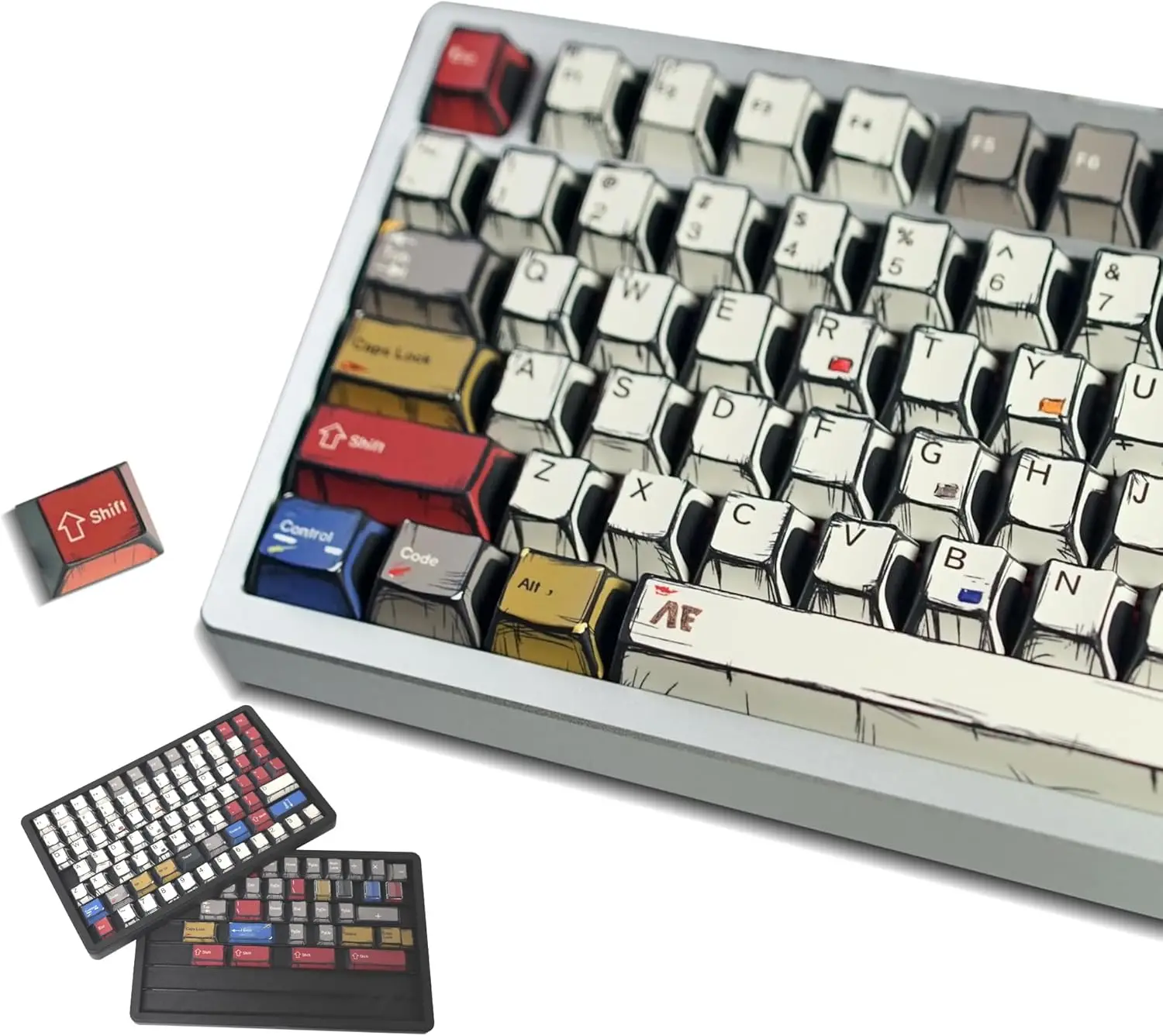 PBT Keycaps-141 Corlorful Graffiti Keys,No Tear,Never Fades,Gift Box for MX Mechanical Keyboard (Fit All Layout 100%