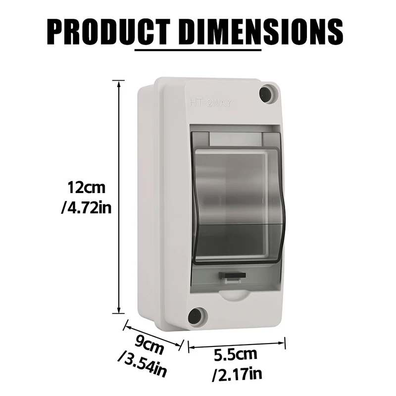HT-2 IP65 Waterproof Distribution Breaker Box with Two PG16 Nuts 2 WAY PC ABS Plastic Outdoor Electrical MCB Solar Junction Box