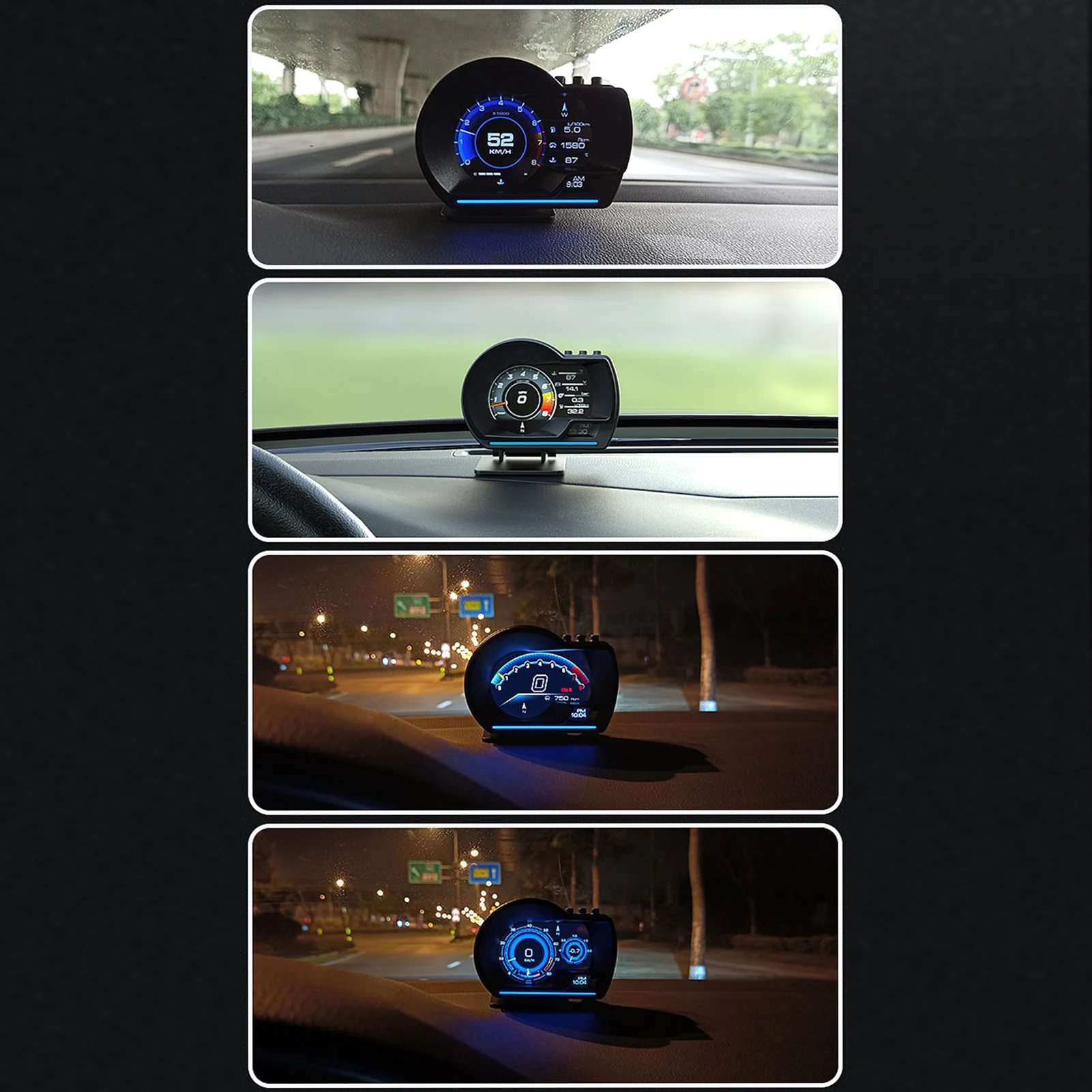 Car Head up Display, OBDⅡ+GPS Smart Gauge High Definition Speedometer Car Diagnostic Tool for All Vehicles