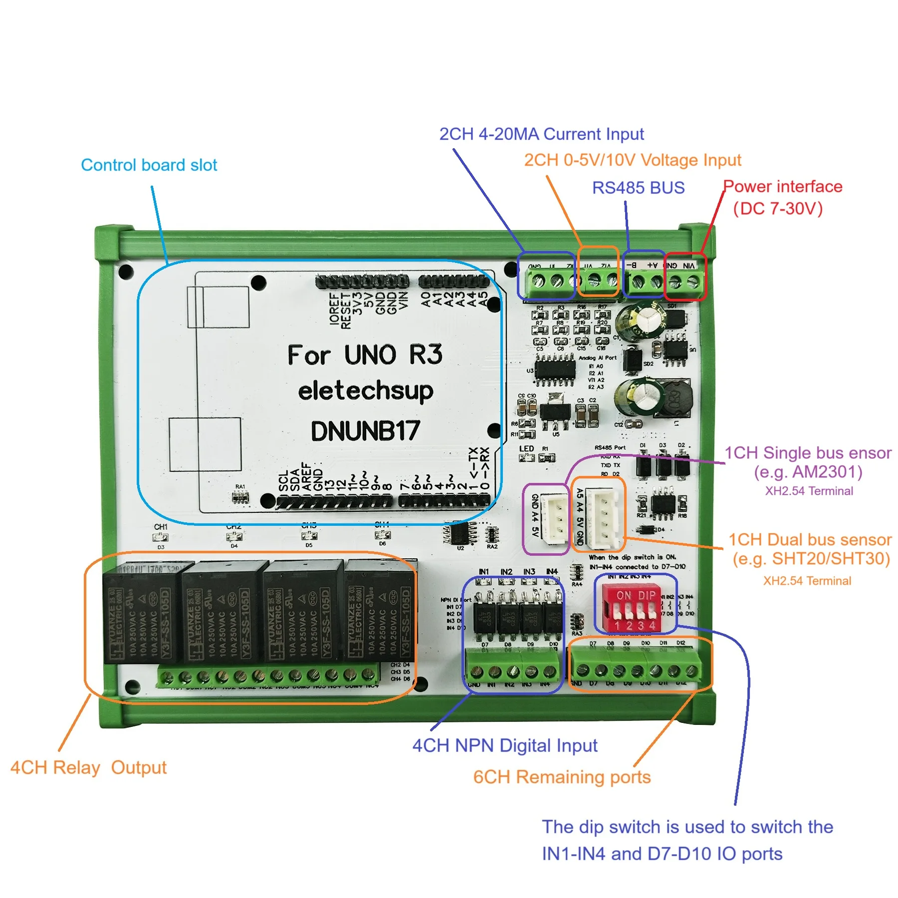 module-de-relais-avance-avec-capteurs-de-temperature-et-d'humidite-communication-rs485-et-entree-analogique-pour-arduino-uno-r3