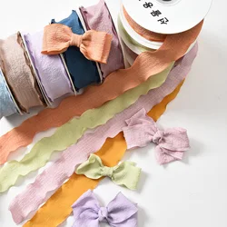 4CM 9 Meters/Roll Wrinkled Lace Edge Ribbons Flower Packing DIY Bow Hair Accessories Handmade Decoration Fabric Silk Ribbon