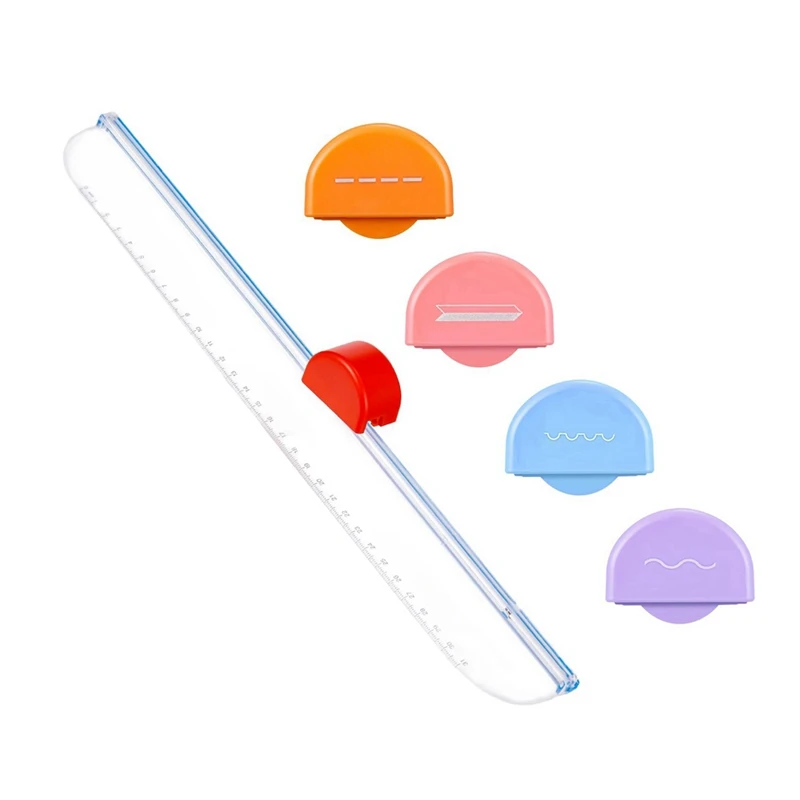 เครื่องตัดกระดาษสี KW-TRIO แบบ5 in 1, ที่ตัดกระดาษอเนกประสงค์พร้อมหัวตัด5แบบเครื่องมือสำหรับทำสมุดภาพสำหรับภาพถ่ายการ์ดกระดาษ