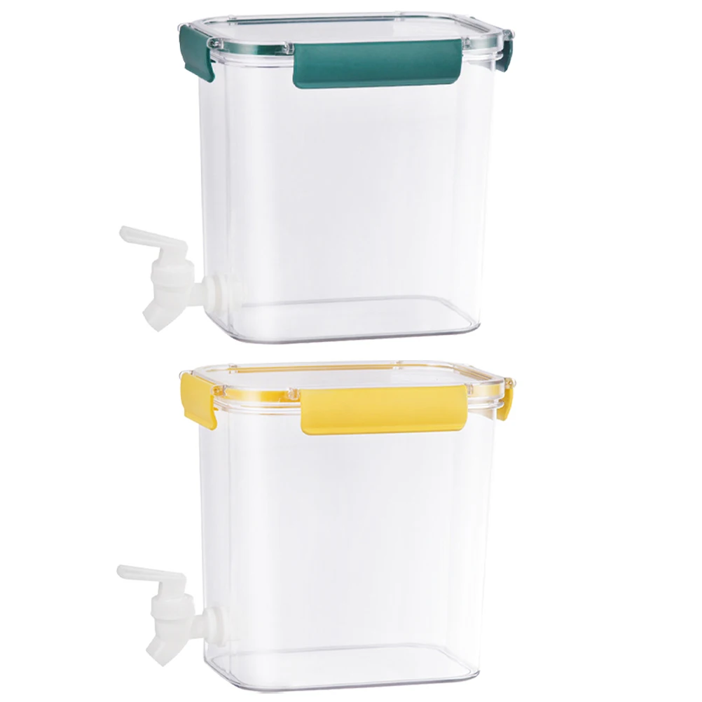 

2pcs 45L YellowGreen LiquidDispenser WaterJug ContainerSpout JuiceBeverage Stylish EasyAssemble HomeUse