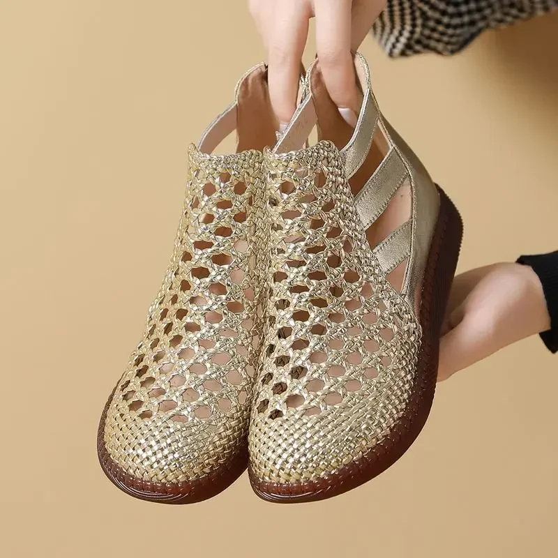 Sandals Women Summer Round Toe Thick Sole Hollow Out Sandals for Women Orthopedic Sandals Comfort Woman Zapatos De Mujer