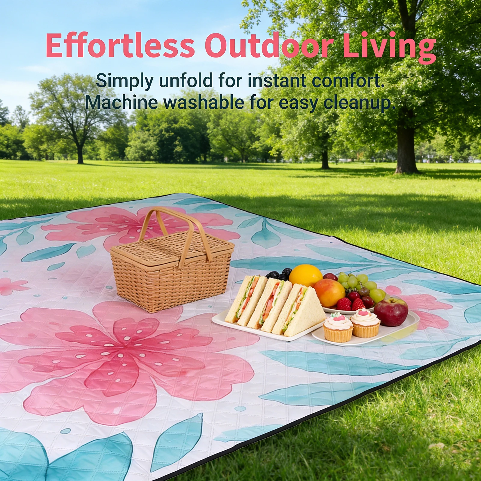 

Verdurancd Water Proof Picnic Blanket Washable Soft Cute Picnic Blankets Portable Blanket for Camping Beach Blankets Accessories (A)