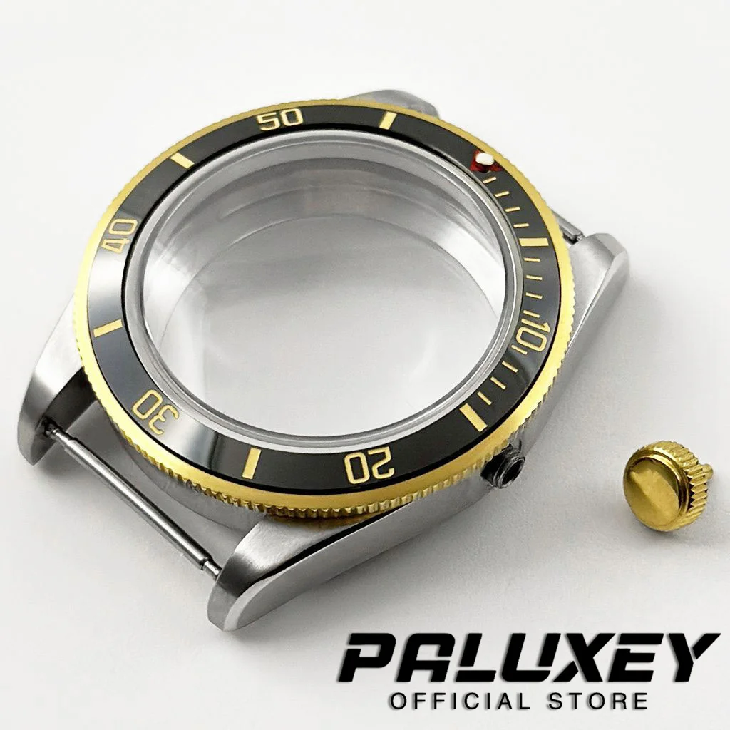 Caja de reloj de oro y plata de 39MM, cristal de zafiro abovedado, caja BB58 de acero inoxidable compatible con movimiento NH34 NH35 NH36 NH38 ETA 2824 PT5000