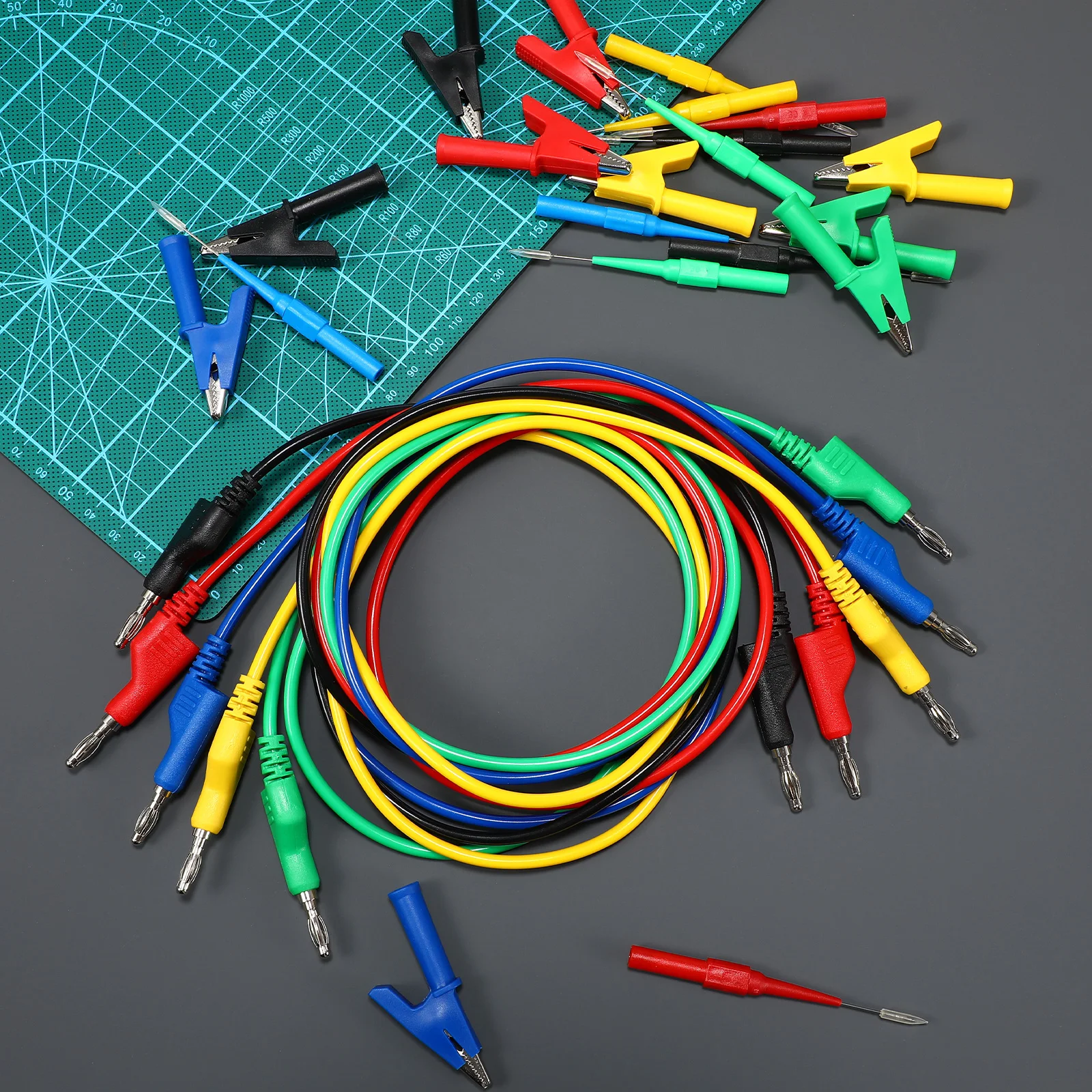 

1 set Multimeter Test Leads Kit 4mm Banana Plug Alligator Clips Probes Electrical Testing Tools Metal Supplies