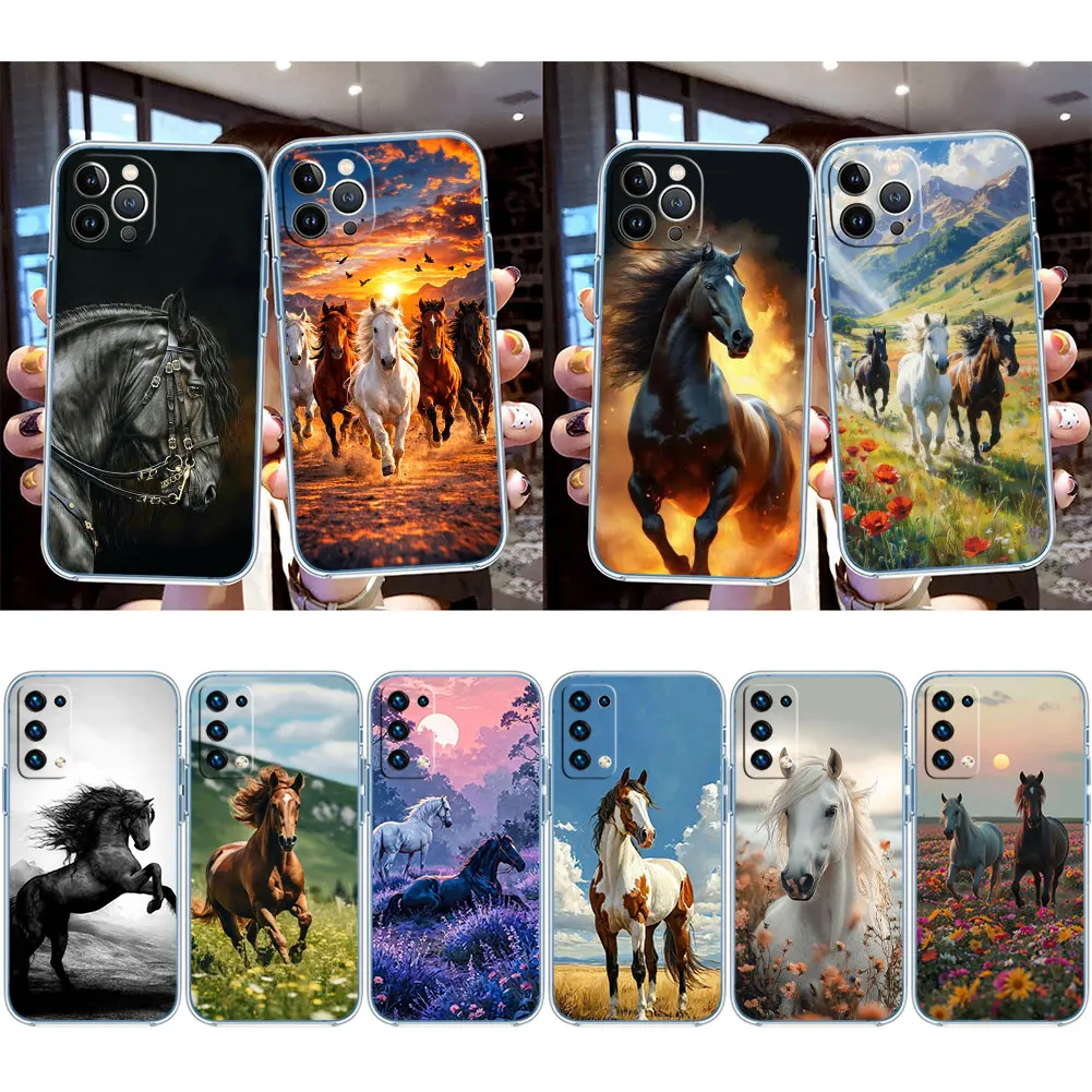AR36 Fine Horse Transparent Phone Case for Samsung Galaxy A04 A04S A14 A23 A34 A54 M23 M33 M52 M53