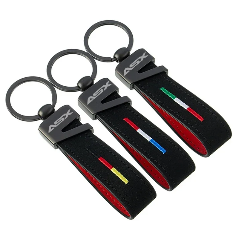 Suede Car Keyring Pendant Key Rings Keychain for Mitsubishi ASX Logo Outlander Lancer Pajero Eclipse Cross Accessorie