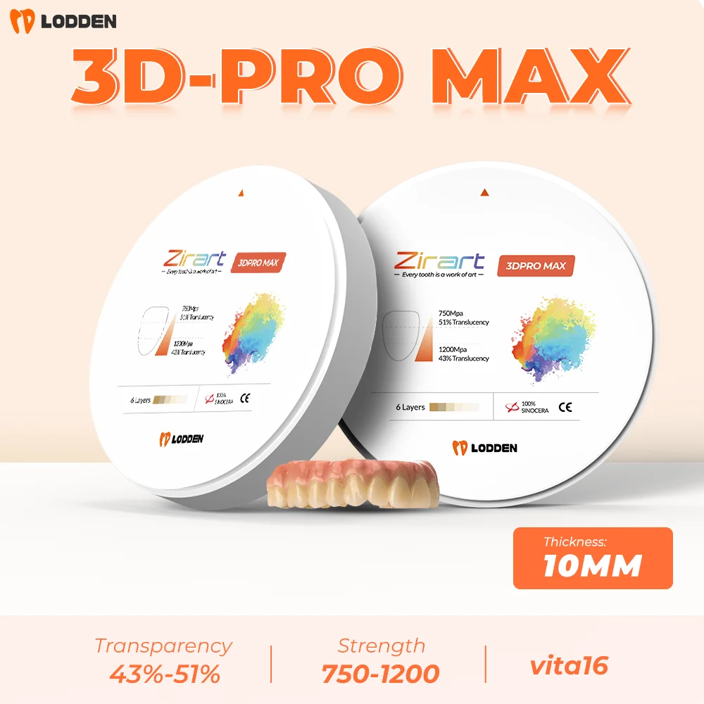 

LODDEN 98x10 мм 3D Pro Max Циркониевые многослойные блоки Стоматологические 6-слойные материалы для стоматологической лаборатории для системы CAD CAM Циркониевый диск