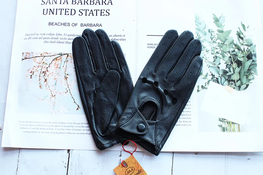 Women's Single-Layer Unlined Thin Driving Leather Gloves Hollow Style Outdoor Cycling Driver Gloves Free Shipping