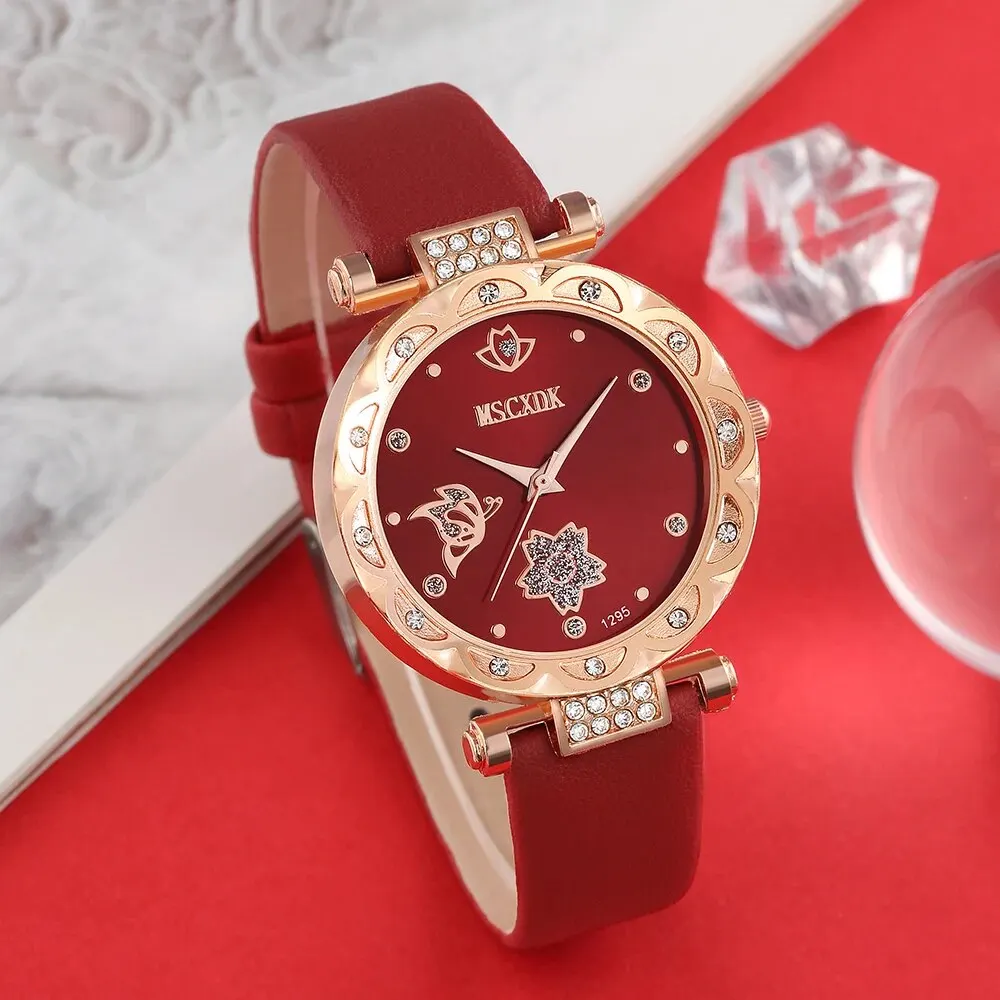 Fashion Women Watches Glasses Wallet Set Casual Leather Belt Quartz Wristwatches Ladies Tassel Pendant Wallet Montre Femme