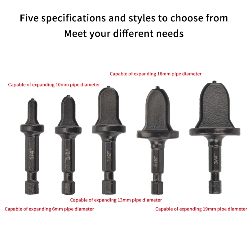 1/5Pcs Tube Pipe Expander Hexagonal Handle Metal Copper Pipe Takeover Tool Air Conditioner Repair Electric Drill Bit Flaring Too