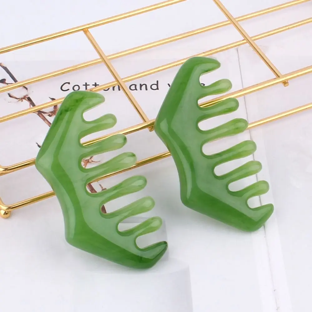 2pcs New Resin Gua Sha Massage Comb Eight Teeth M Shape Scalp Meridian Comb Wide Tooth Plate Scalp Care Hair Comb Head Body