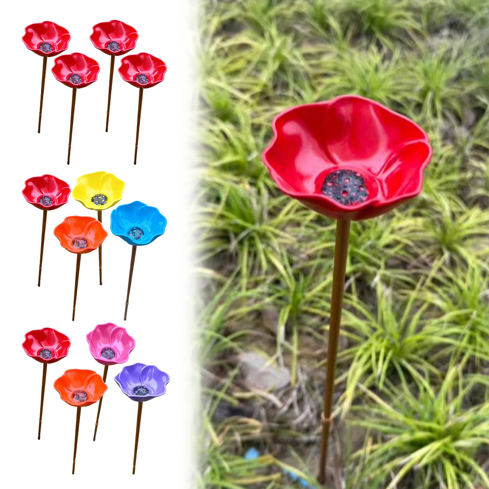 

4 Pack Bee Watering Station Decorative Bowl Bird Bath Garden Stake Metal Bee Butterfly Feeder for Outdoor Garden Yard Lawn Decor
