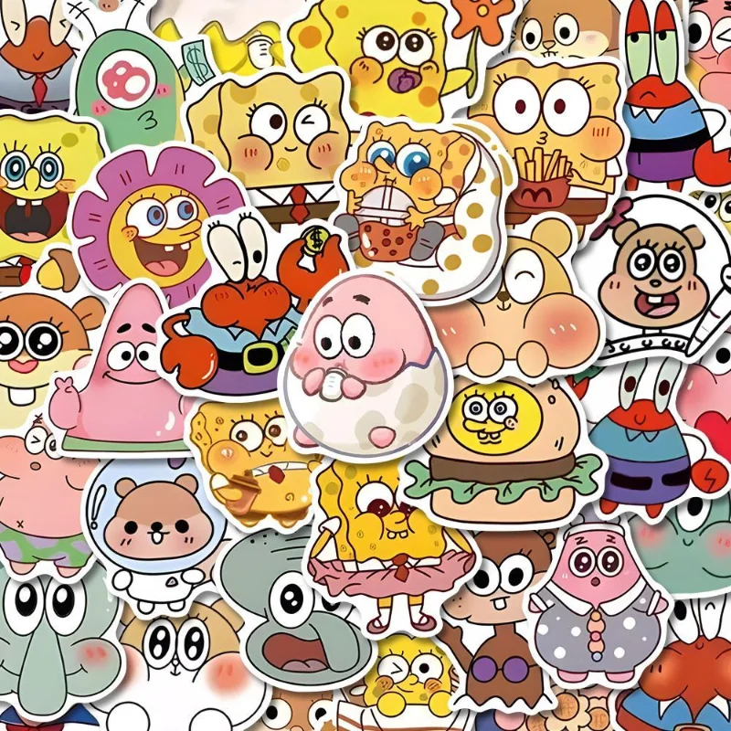 101PCS Cartoon Cute SpongeBob SquarePants Patrick Star Stickers Refrigerator Cup Luggage Notebook Computer Stickers Wholesale