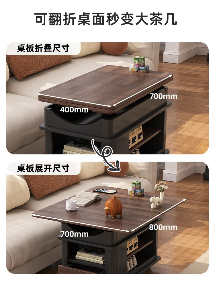 Lifting and folding coffee table trolley Small apartment multi-functional dining table Medieval trolley side table customization