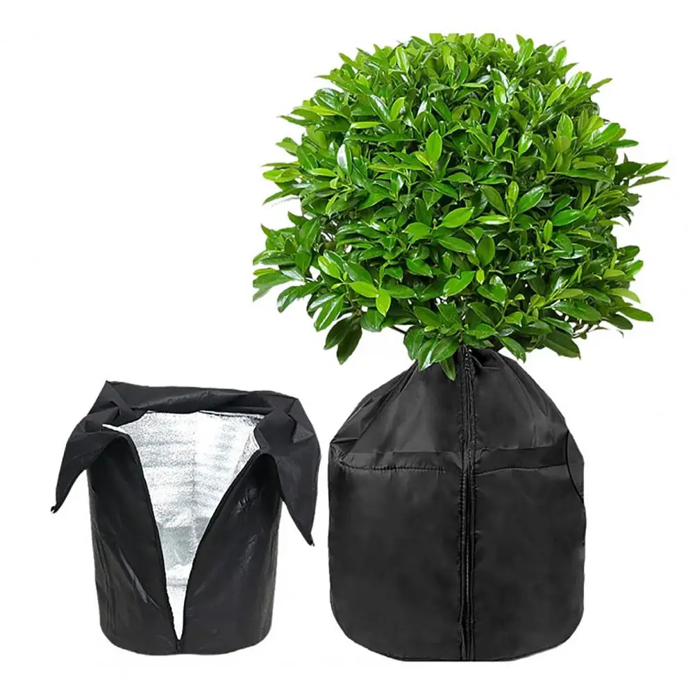 Planter Insulation Cover, Zippered Flower Pot Insulation Wrap Winter Protection Bag with Drawstring for Outdoor Potted Plants