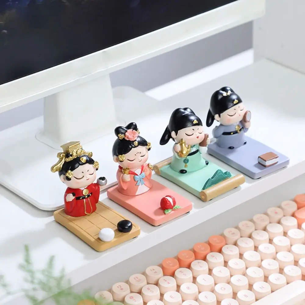 

Resin Ancient Style Phone Stand Aesthetic Ancient Clothing Chinese Style Mobile Phone Holder Statue Cartoon