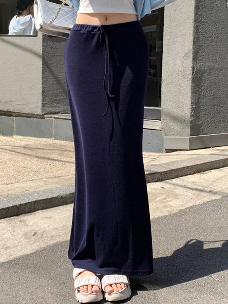 Sexy Pure Desire Blue Bodycon Long Skirt High Waist Versatile Sle 30-34 Years Old Women's Summer Regular Thin