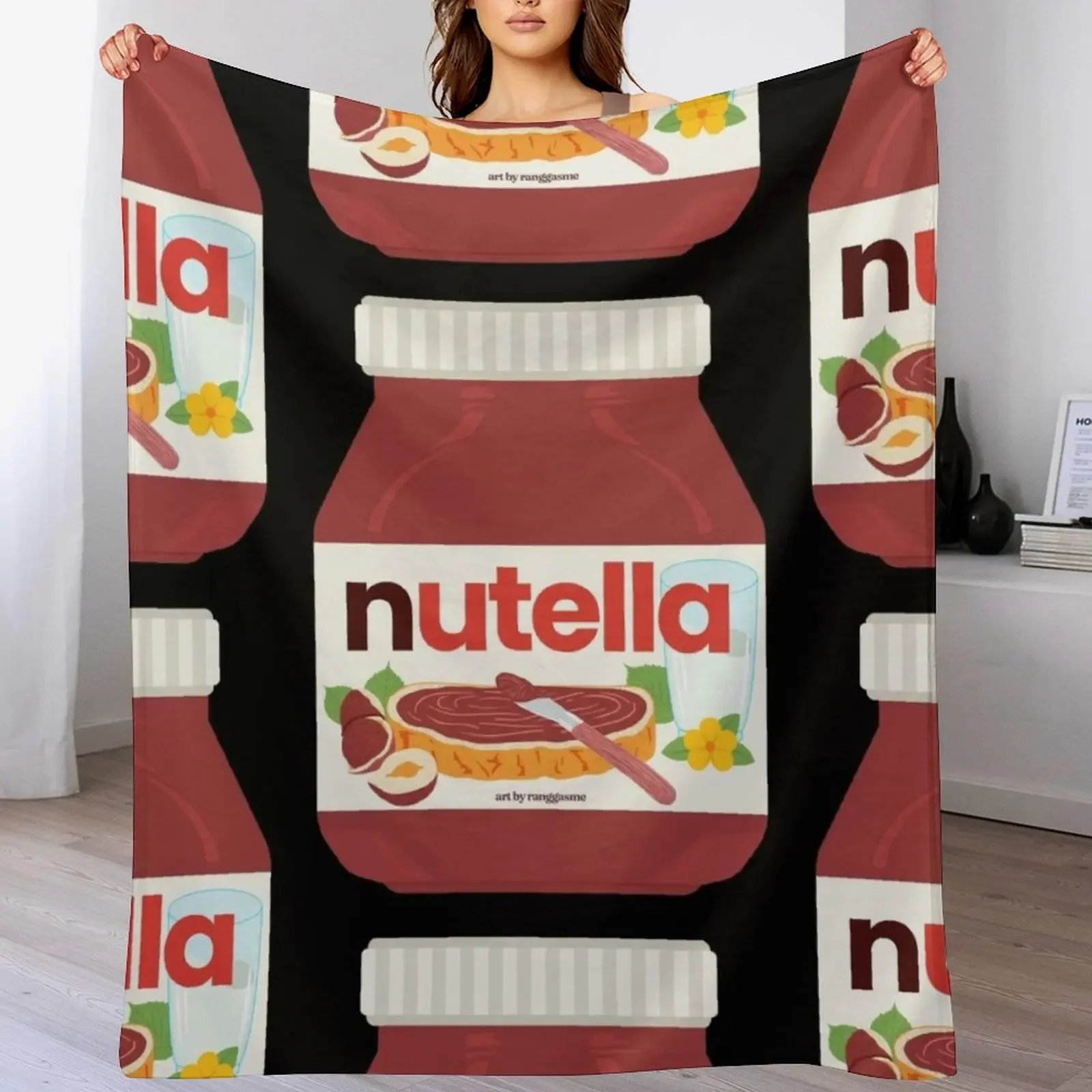 

Nutella - Jar Chocolate Hezelnut Cocoa Spread Throw Blanket Moving Nap funny gift Blankets For Sofas Blankets