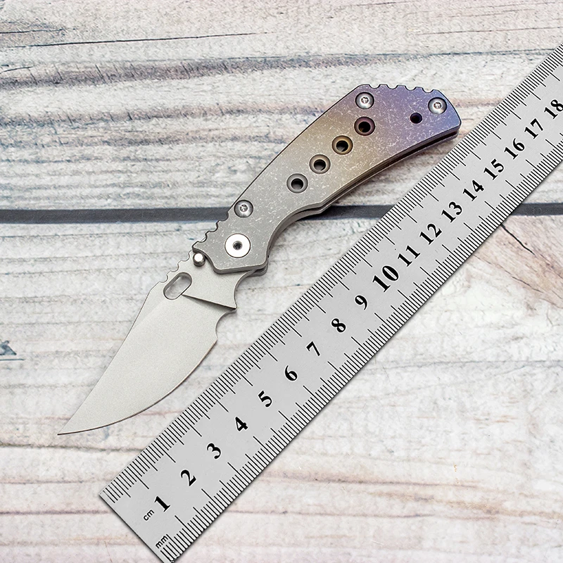 

Custom Folding Knife Strider PT 100% CPM 20CV Blade Anodized Titanium Handle Pocket EDC Outdoor Tactical Survival Tool EVIL EYES