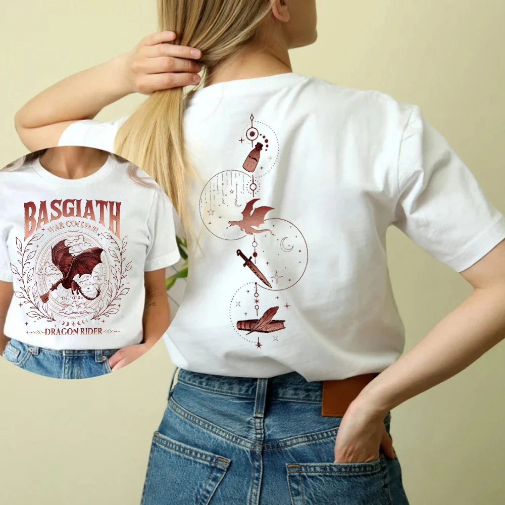 Fourth Wing Inspired Basgiath War College T-Shirts Dragon Rider Bookish tees top Womens Clothing Violet Sorrengail Xaden Riorson