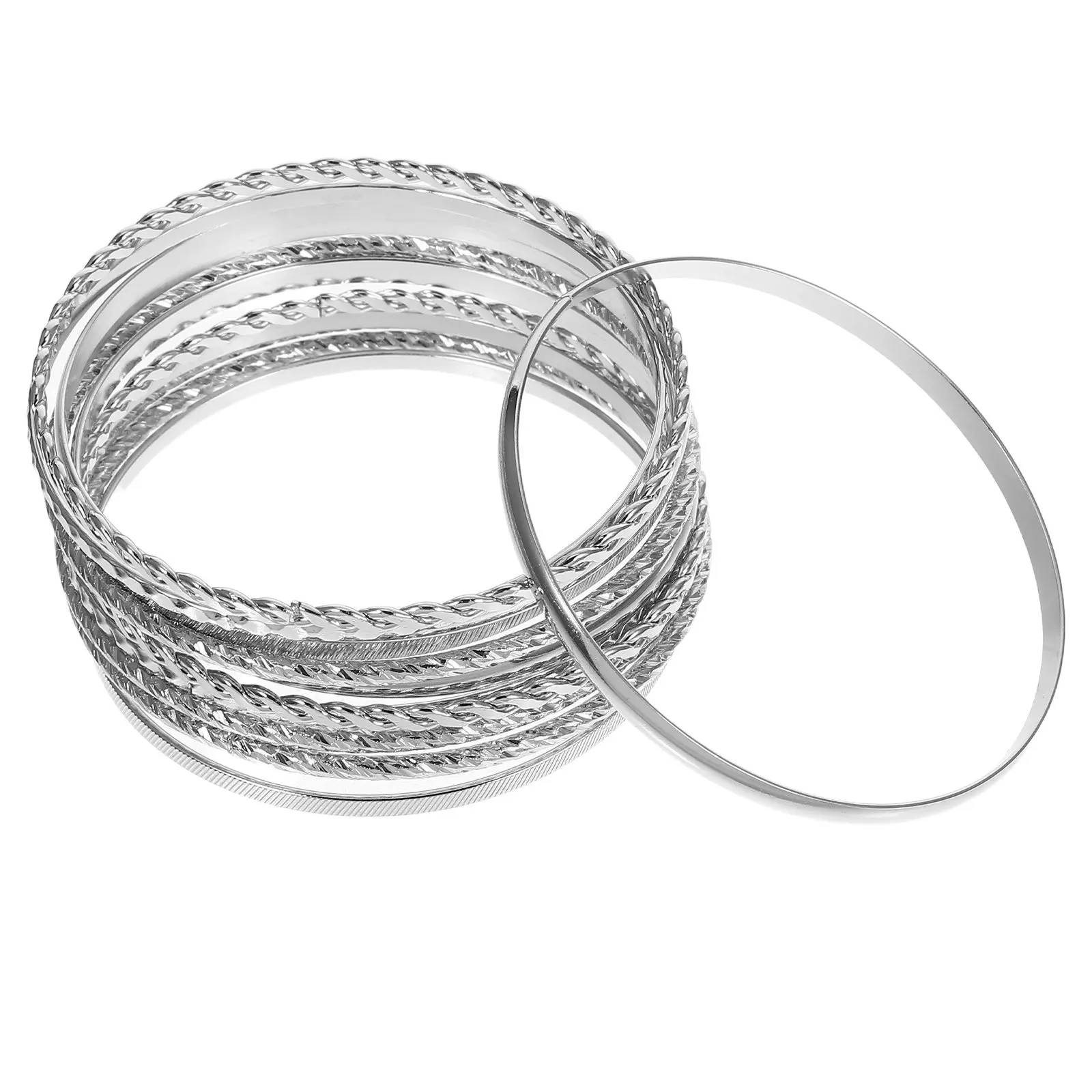 12 Pcs Stackable Bangle Bohemia Bracelet Multi Layer Bracelets for Women Minimalist Alloy Boho Funky Retro Jewelry
