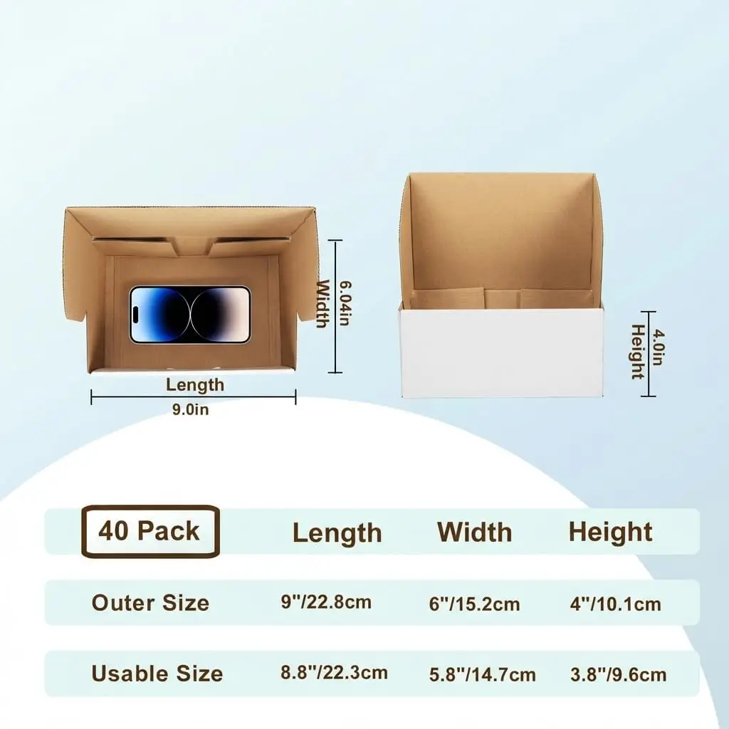 9x6x4 Corrugated Cardboard Shipping Boxes White Set of 25 for Small Business Packaging and Literature Mailer