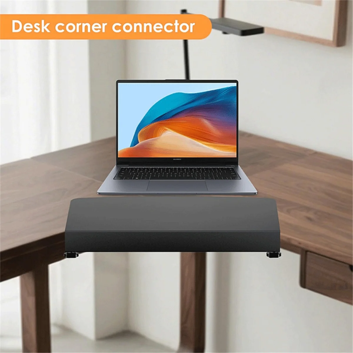 

SSR Clamp-on Corner Desk Connector Sleeve Plate, L Desk Platform Extender Attachment, Corner Desk Mat - Black