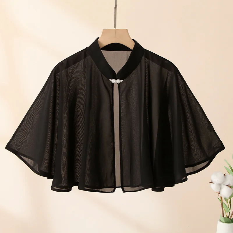 Spring Summer Sun Protection Women Air-Conditioning Cloak Korean Chiffon Short Outer Wear Sunscreen Shawl Sun Clothing Lace Jack