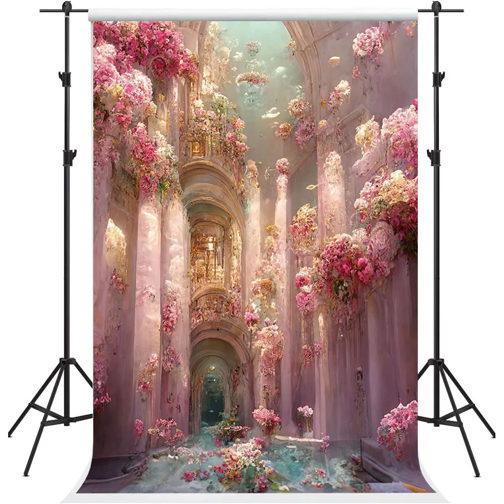 

Mehofond Photography Background Vintage Palace Pink Floral Girls Birthday Wedding Pregnant Portrait Decor Backdrop Photo Studio