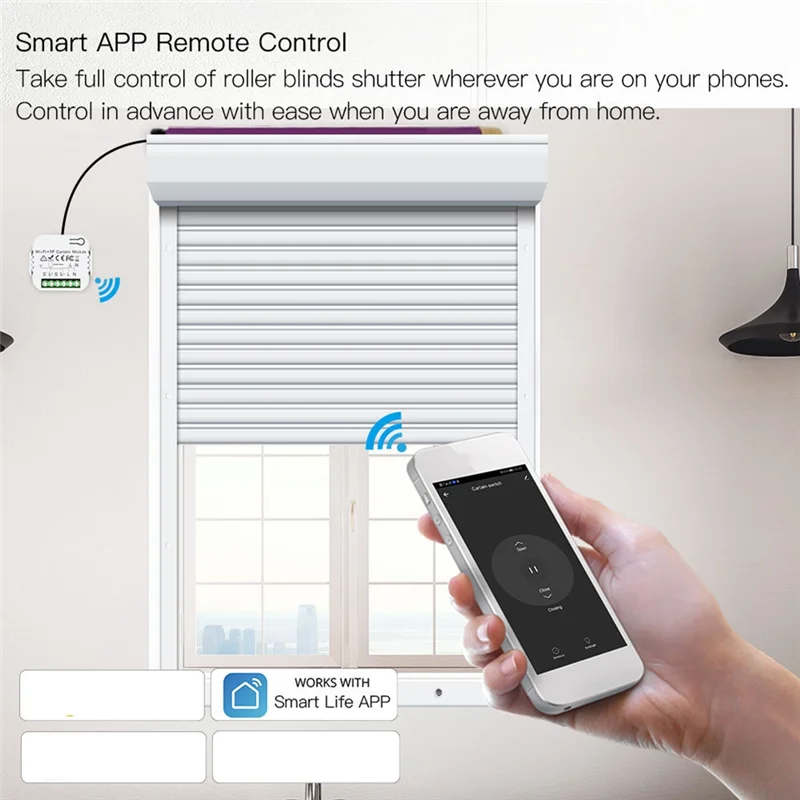 Tuya Smart Life WiFi 433Mhz Blind Curtain Switch with RF Remote for Electric Roller Shutter Control, 1RC 1RE