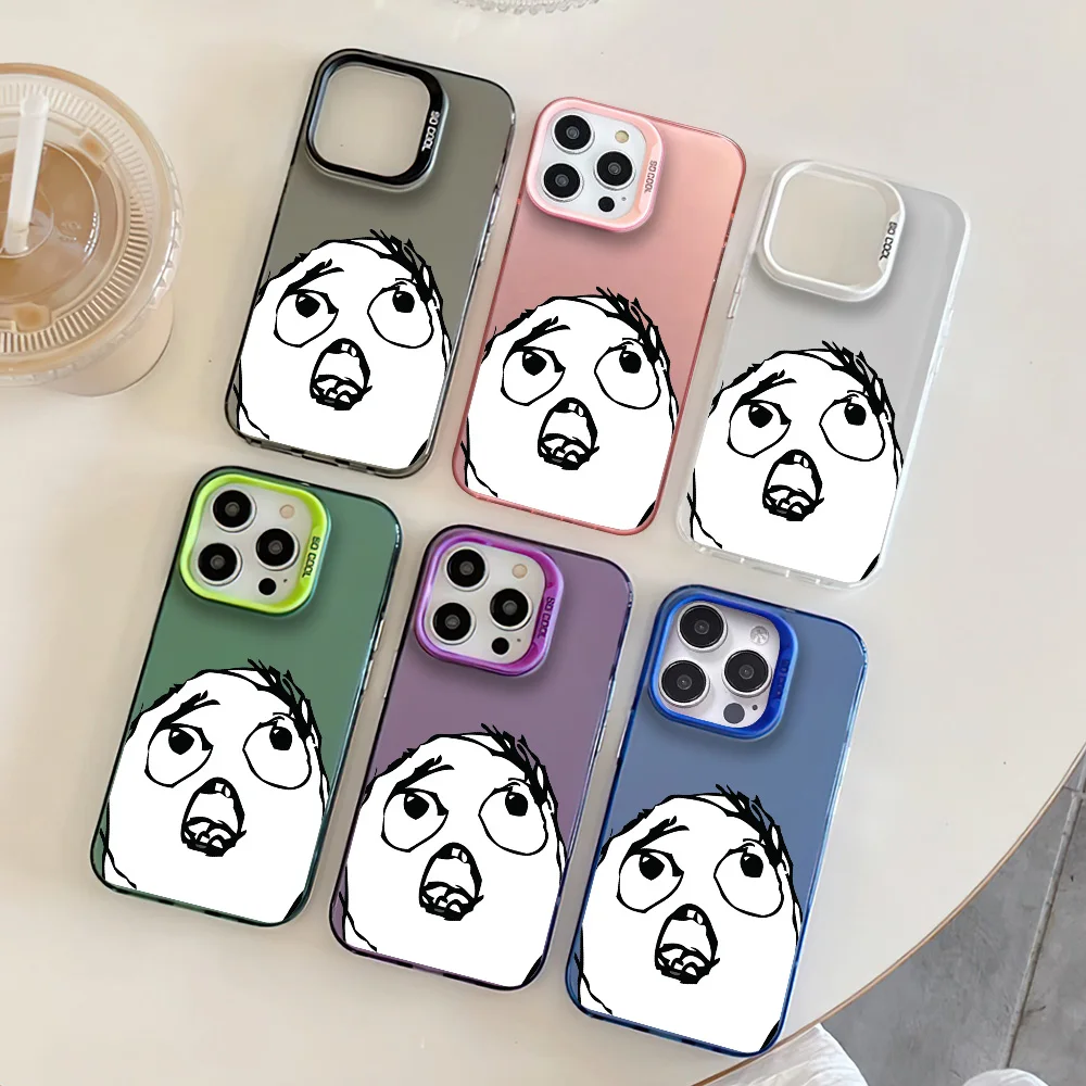 Laughing and scared face Phone Case For iphone11 12 13 14 15 16 Pro Max Plus fashion laser colorful silver IMD cover