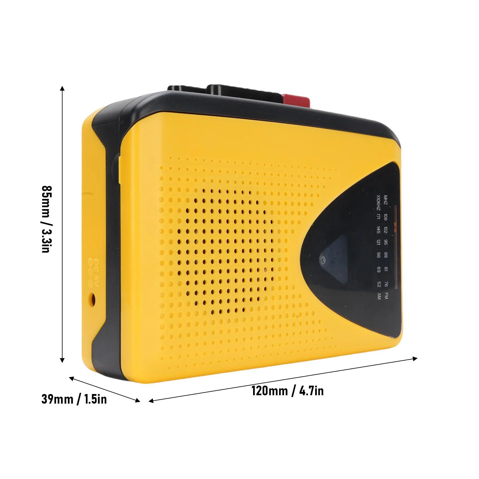مشغل شريط كاسيت هوائي طويل مسجل شرائط عتيق لتسجيل الأغاني الأصلية وراديو AM FM مع مكبر صوت ومقبس سماعة الرأس
