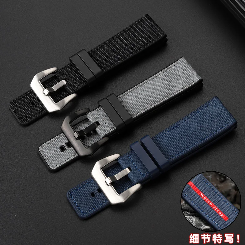 For Panerai sneak Lumino PAM1391/1565 PAM1466/1405 01579 01565 Nylon Rubber watch strap Men's silicone Watchband 24MM Bracelet