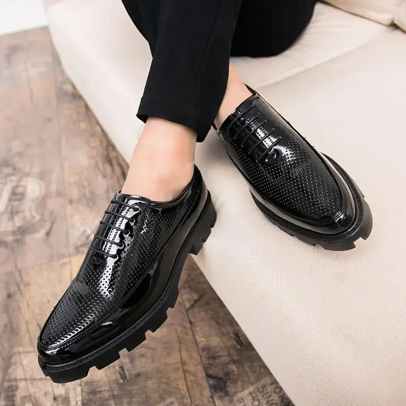 

Classic Business Men Oxford Derby Shoes Genuine Leather Pointed Lace-up High Quality Formal Office Wedding Shoes