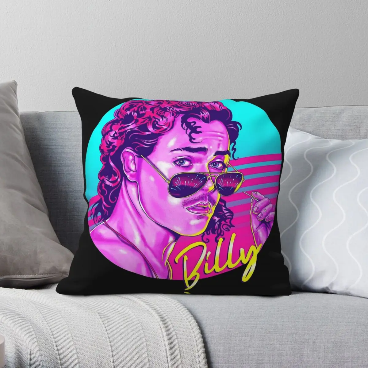 Billy Hargrove Square Pillowcase Polyester Linen Velvet Printed Zip Decor Room Cushion Cover