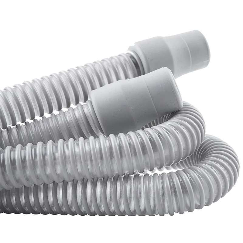 خرطوم CPAP العالمي مكون من قطعتين أنبوب عالمي باللون الرمادي والأبيض متوافق مع معظم الآلات