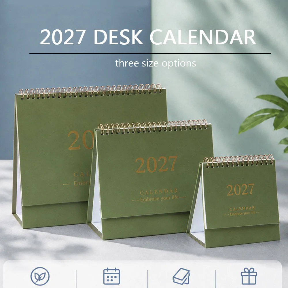 Writeable Memo Standing 2027 Desktop Desk Calendar Portable Foldable Flip Calendar Academic Planner Office Stationery Supply