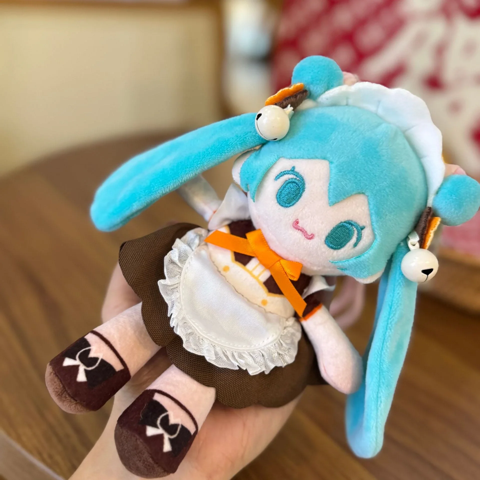 Soft Fluffy Hatsune Miku Plush Keychain Maid Outfit Chibi Stuffed Figure Squishy Cuddle Toy For Backpack Purse Accessory Gift